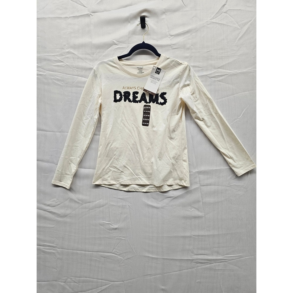 Member's Mark Girls Cream Always Chase Your Dreams Long Sleeve Graphic Tee XL